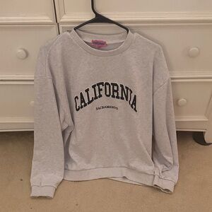 Edikted Gray California Crew Neck Sweater